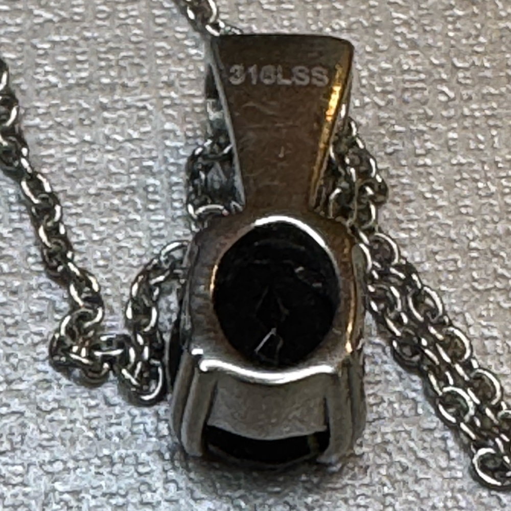 Australian Black Tourmaline 2.75 ctw Pendant Necklace in Stainless Steel - Picture 2 of 7